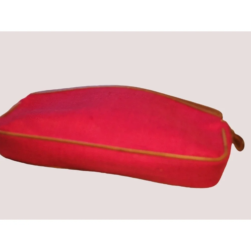 Vintage Trafalgar Preppy Luxe Red‎ Silk Linen Clutch Purse
